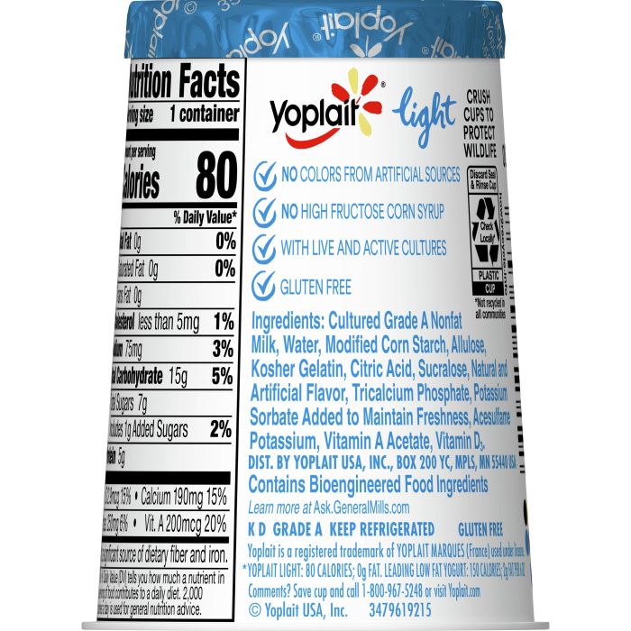 Yoplait light nutrition facts