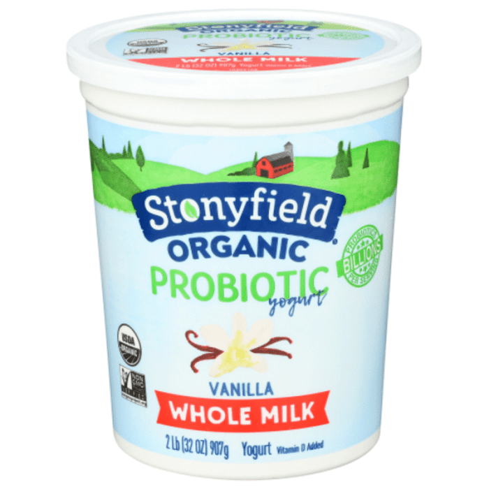 Stonyfield organic probiotic yogurt nutrition facts